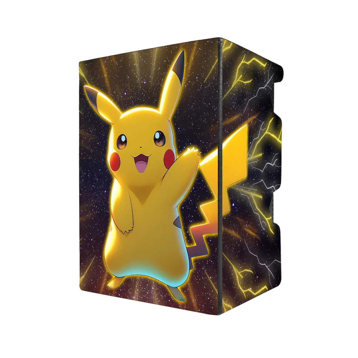 Here's another quality black deck box from LDB Duel featuring our exclusive Pikachu EX art. Fits all types of trading card games, including Pokémon, Yu-Gi-Oh! and Magic The Gathering. The perfect card holder for the TCG player safely holds up to 100 double-sleeved cards. EVEN in extra thick sleeves. Comes with a pull-out dice tray. Poke-Ball-pokemon-tcg-accessories-card-storage-LDB-Duel