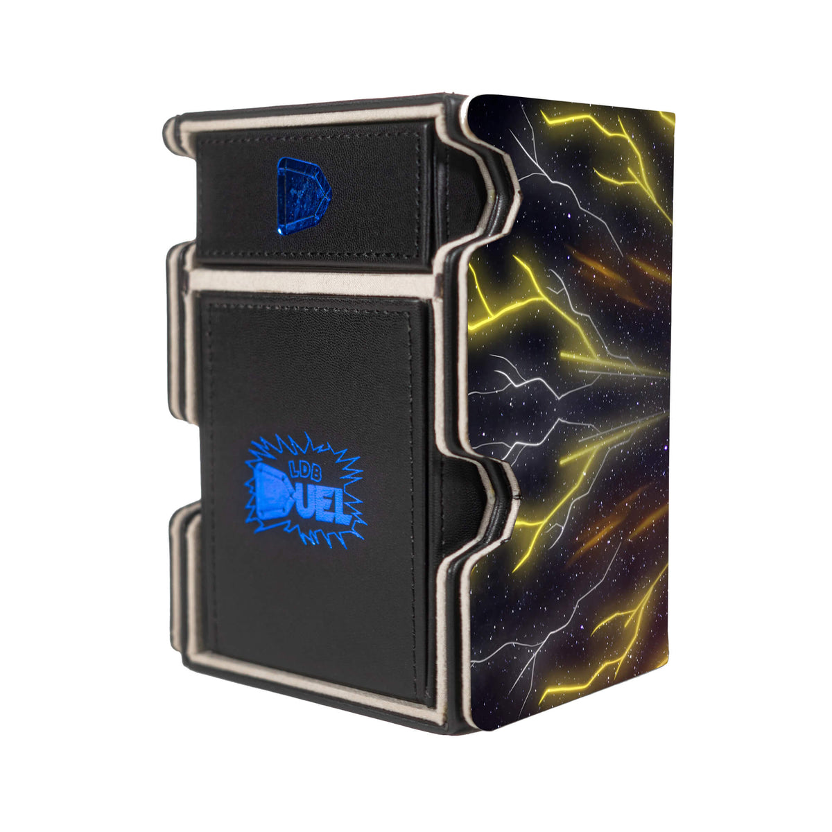 Here is the Right View of the Pikachu EX Mach 3 Black Deck Box. Zapdos-EX-pokemon-deck-tray-dice-tray-LDB-Duel