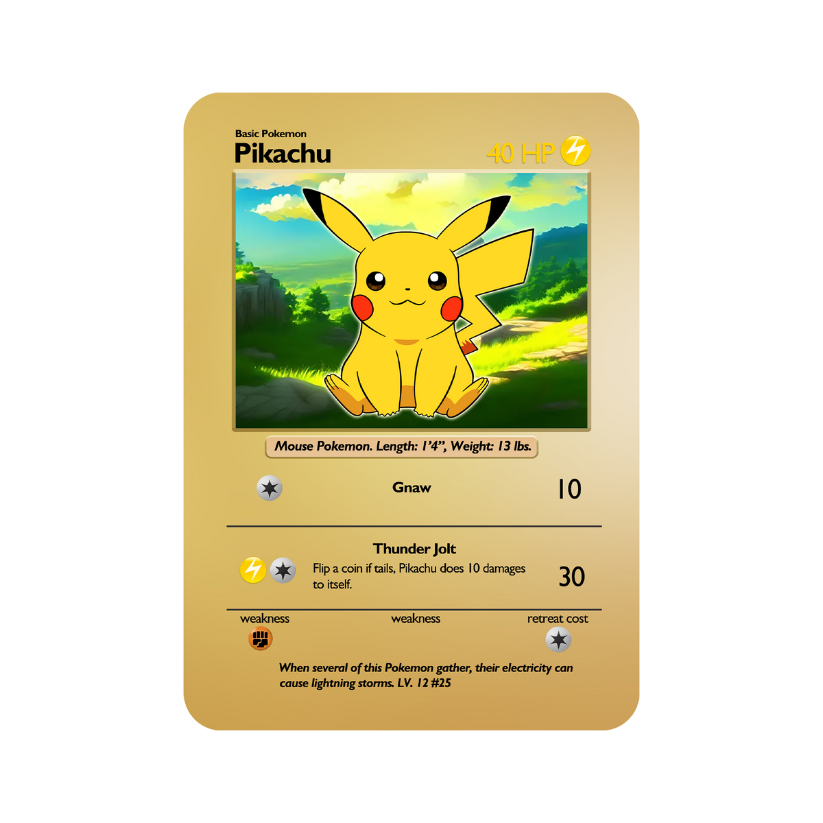 Tarjeta Pikachu Metal Orica
