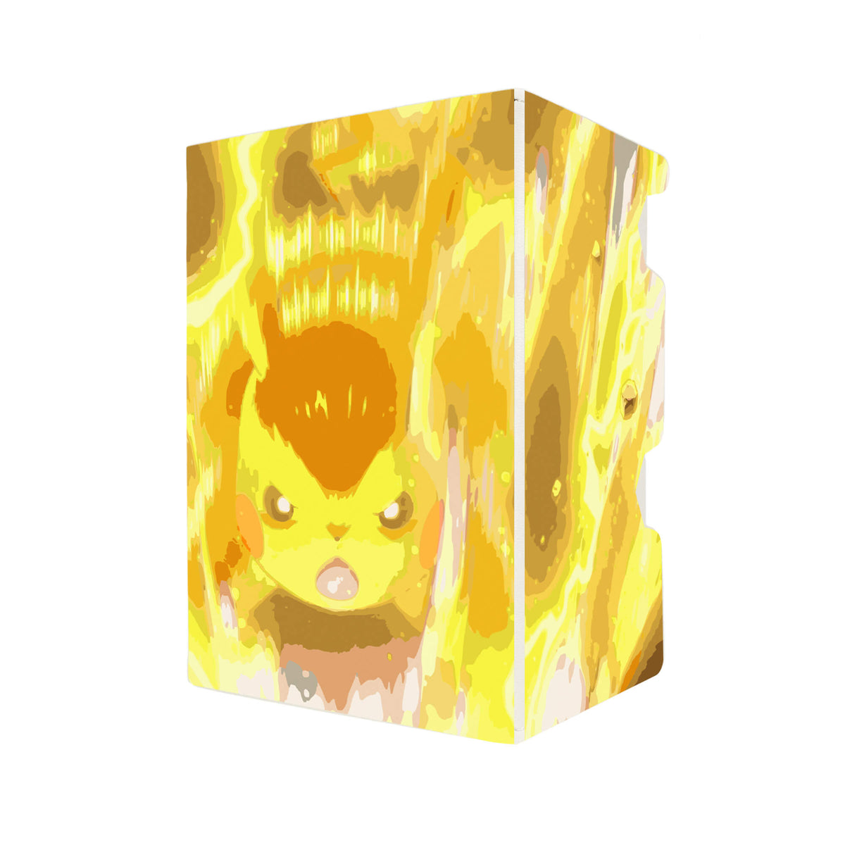 Here's another quality white deck box from LDB Duel featuring our exclusive Pikachu art. Fits all types of trading card games, including Pokémon, Yu-Gi-Oh! and Magic The Gathering. The perfect card holder for the TCG player safely holds up to 100 double-sleeved cards. EVEN in extra thick sleeves. Comes with a pull-out dice tray. Thunderbolt-pokemon-ygo-magic-digimon-card-protector-gaming-accesories-LDB-Duel