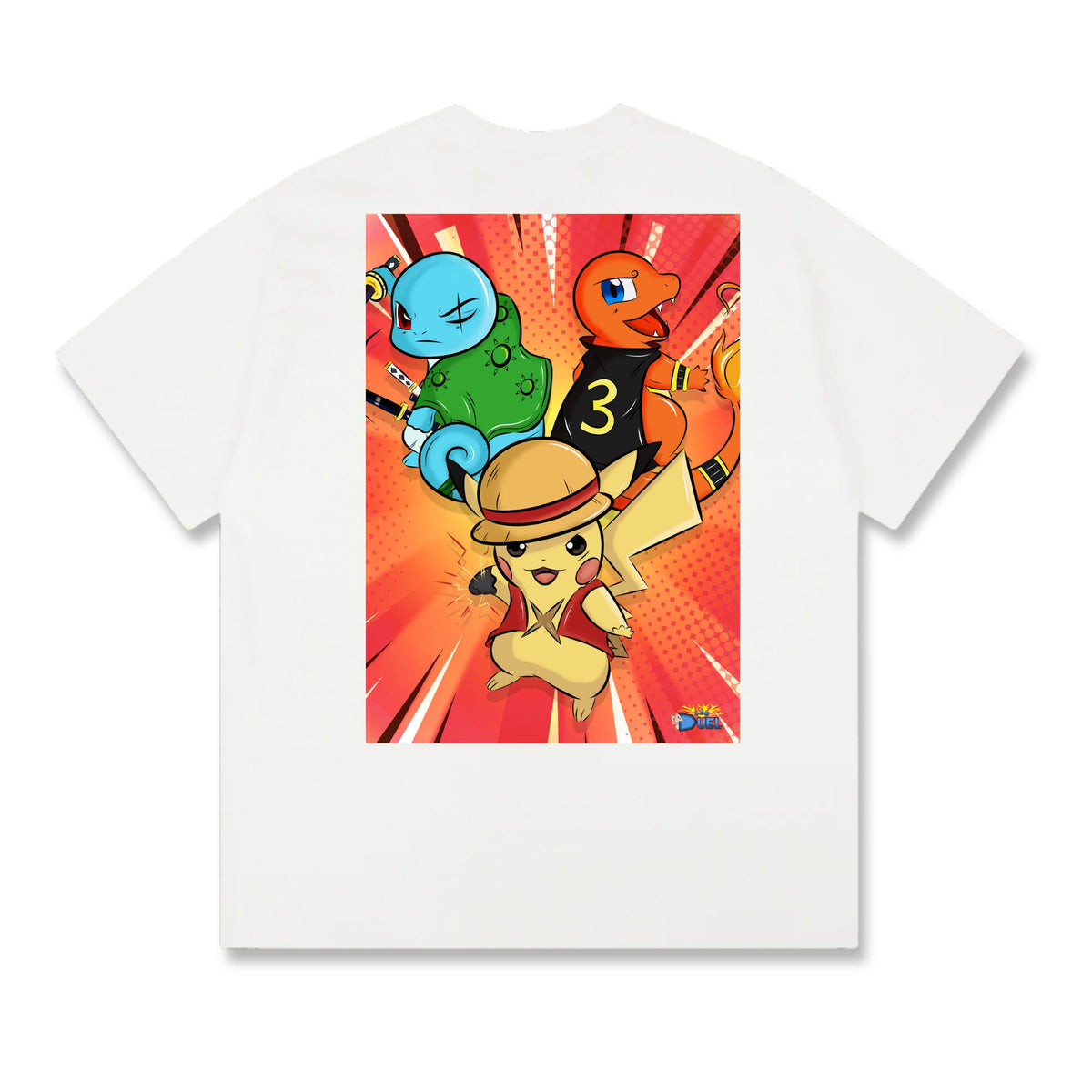 Level up your look with the premium Pocket Monster Trio T-shirt design from LDB Duel. Crafted from soft, breathable cotton and finished with vibrant DTF printing, this white t-shirt is designed for comfort that lasts. Featuring a bold back design, it’s perfect for anime fans, TCG players, and gamers who want to stand out, whether at events, tournaments, or just relaxing with friends. Pokemon-anime-ygo-magic-tshirt-gaming-accesories-LDB-Duel