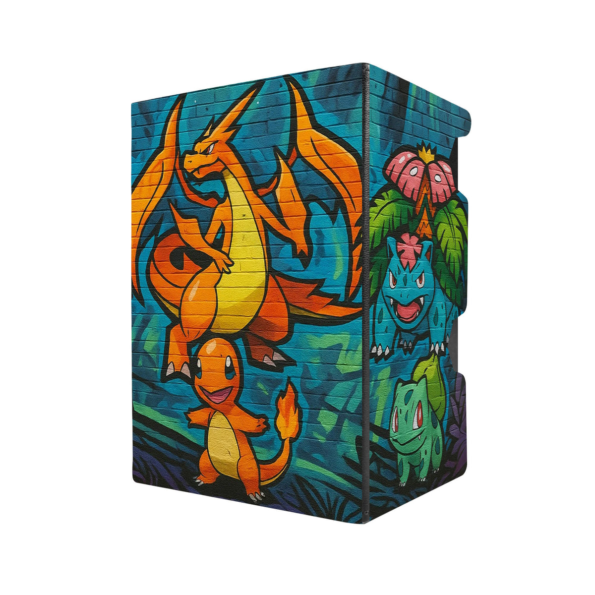 Here's another quality black deck box from LDB Duel featuring our exclusive Pokemon Mega Evolution Y art. Fits all types of trading card games, including Pokémon, Yu-Gi-Oh! and Magic The Gathering. The perfect card holder for the TCG player safely holds up to 100 double-sleeved cards. EVEN in extra thick sleeves. Comes with a pull-out dice tray. Charizard-pokemon-yugioh-tcg-accessories-card-storage-LDB-Duel