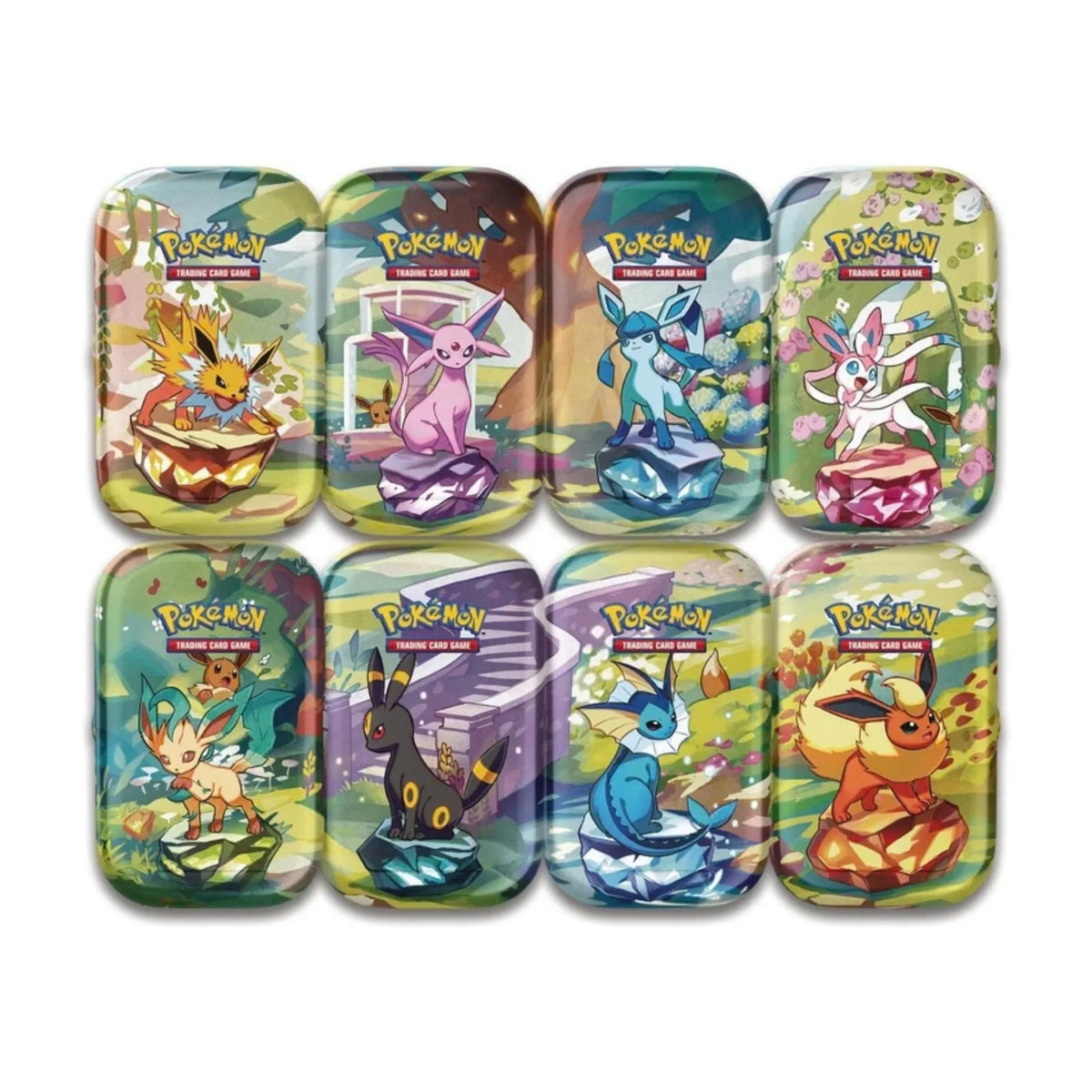 Pokémon TCG Eeveelution Tin Collection features a colorful selection of collectible tins showcasing popular Eevee evolutions, including Jolteon, Espeon, and Sylveon. Each tin features vibrant Pokémon artwork and is perfect for storing cards and adding to your sealed Pokémon TCG collection. Ideal for Pokémon fans, TCG players, and collectors, this collection makes a great addition to any Pokémon card collection. Available from LDB Duel.