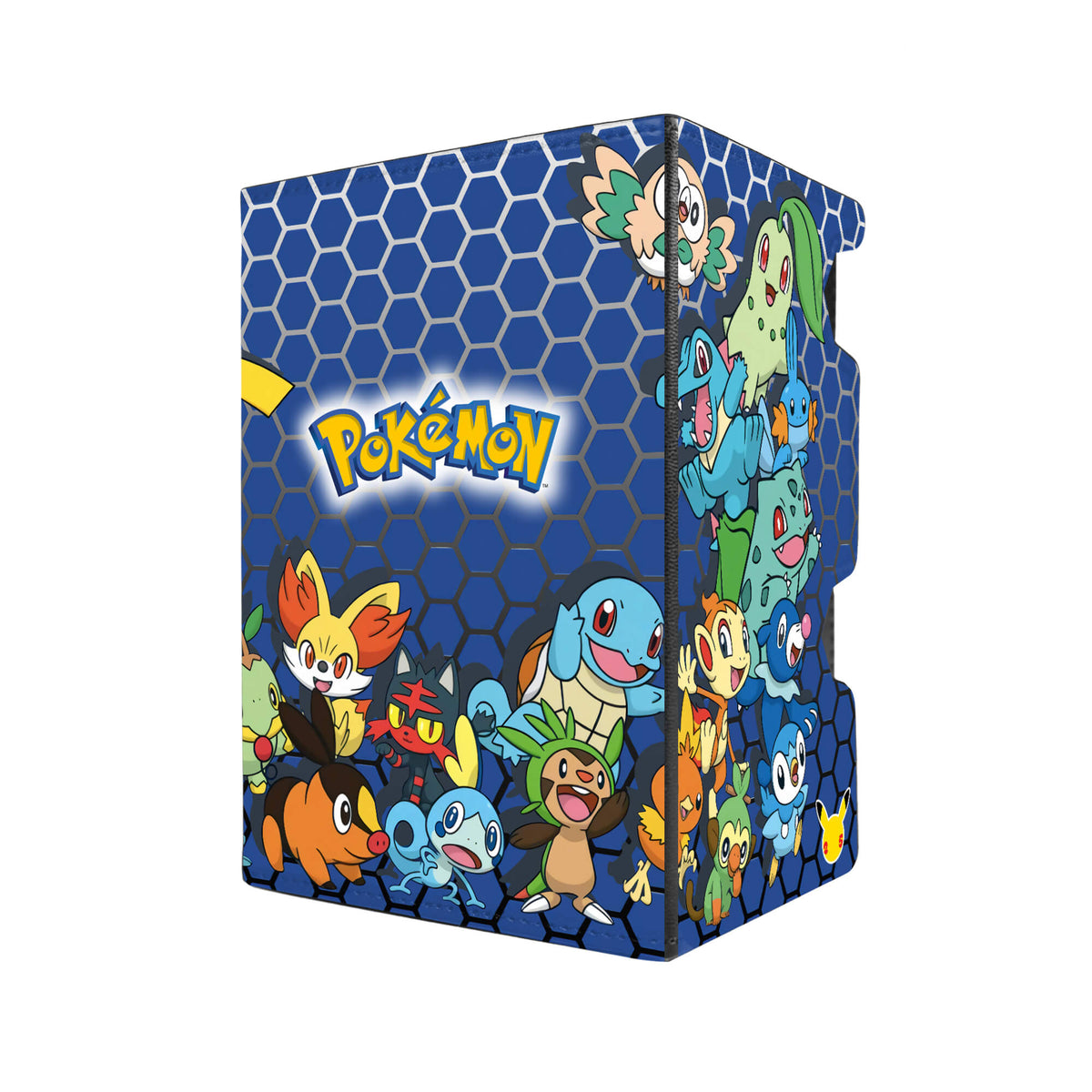 Here's another quality black deck box from LDB Duel featuring our exclusive Pokemon Theme art. Fits all types of trading card games, including Pokémon, Yu-Gi-Oh! and Magic The Gathering. The perfect card holder for the TCG player safely holds up to 100 double-sleeved cards. EVEN in extra thick sleeves. Comes with a pull-out dice tray. Pikachu-pokemon-yugioh-mtg-tcg-accessories-card-storage-LDB-Duel