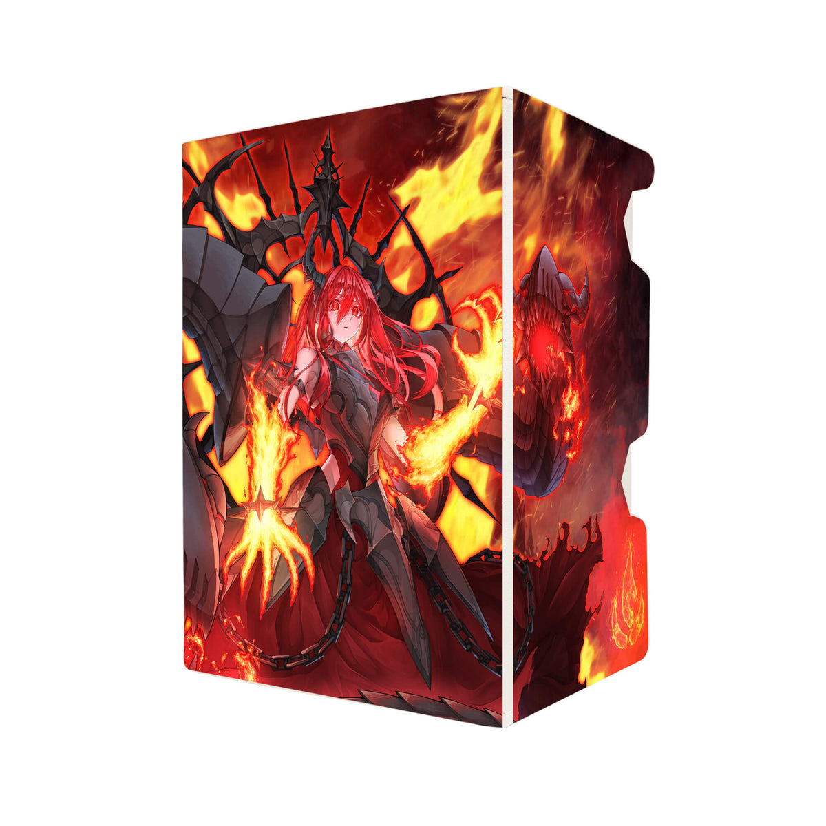 Here's another quality white deck box from LDB Duel featuring our exclusive Promethean Princess art. Fits all types of trading card games, including Pokémon, Yu-Gi-Oh! and Magic The Gathering. The perfect card holder for the TCG player safely holds up to 100 double-sleeved cards. EVEN in extra thick sleeves. Comes with a pull-out dice tray. Fire-King-ygo-magic-digimon-card_protector-gaming-accesories-LDB-Duel