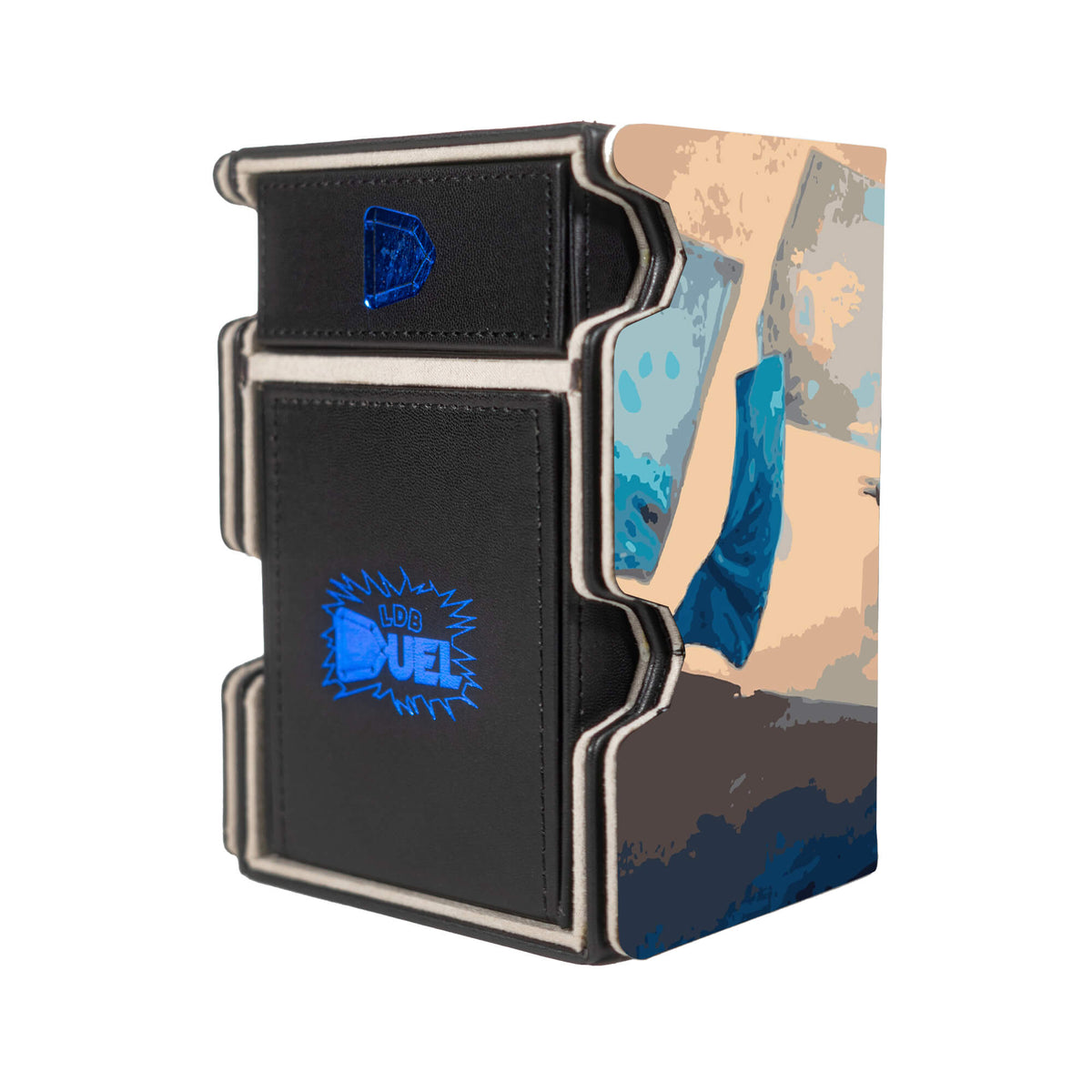 Here is the Right View of the Quandrix Unlimited Mach 3 Black Deck Box. Legendary-Creature-mtg-deck-tray-dice-tray-LDB-Duel