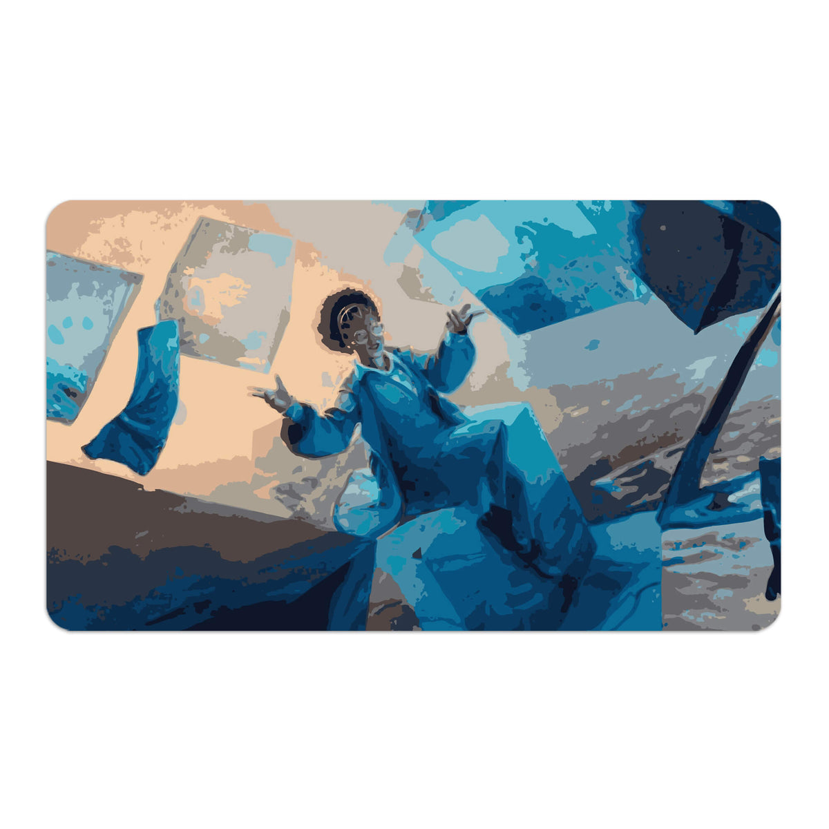 Transform your dueling experience with LDB Duel featuring our exclusive art Quandrix Unlimited playmat! Featuring a soft cloth top for smooth card movement and a durable rubber back for a secure grip, this 24x14 inch mat is machine washable and safe for cards and sleeves. Zimone-mtg-custom-artwork-premium-durable-rubber-ldb-duel