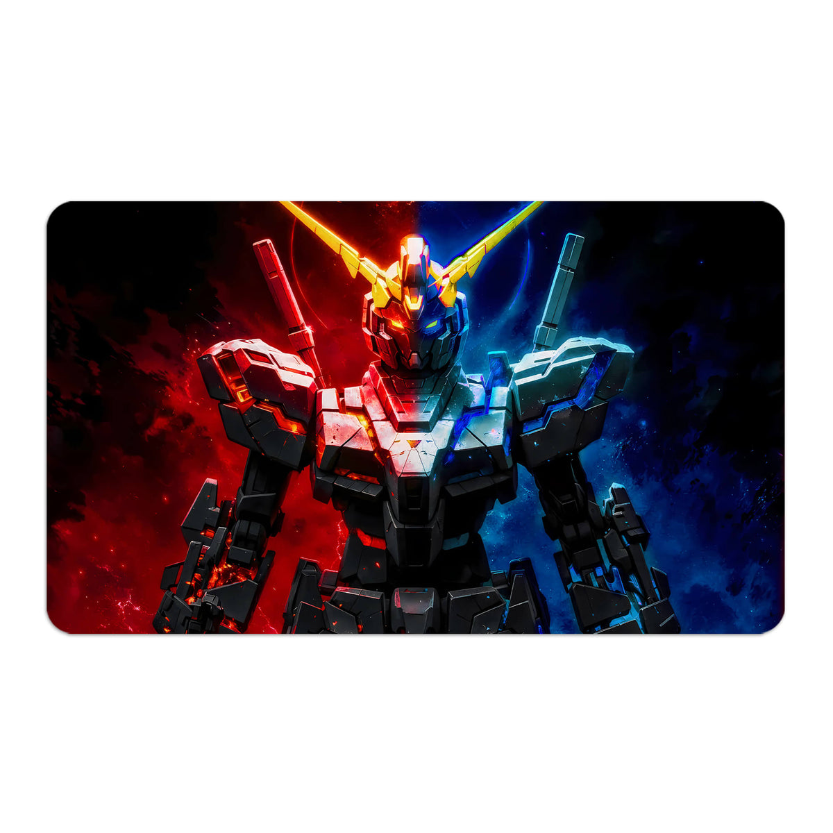 Transform your dueling experience with LDB Duel featuring our exclusive art RX-0 Unicorn Gundam playmat! Featuring a soft cloth top for smooth card movement and a durable rubber back for a secure grip, this 24x14 inch mat is machine washable and safe for cards and sleeves. Destroyer-Mode-anime-yugioh-mtg-pokemon-custom-artwork-premium-durable-rubber-ldb-duel
