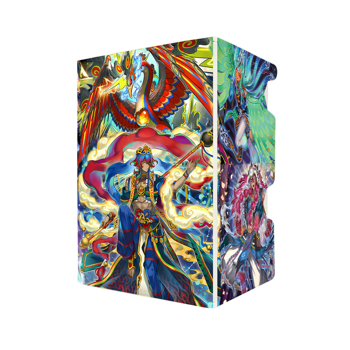 Here's another quality white deck box from LDB Duel featuring our exclusive Radiant Typhoon Archetype art. Fits all types of trading card games, including Pokémon, Yu-Gi-Oh! and Magic The Gathering. The perfect card holder for the TCG player safely holds up to 100 double-sleeved cards. EVEN in extra thick sleeves. Comes with a pull-out dice tray. Radiant-Typhoon-ygo-magic-digimon-card-protector-gaming-accesories-LDB-Duel