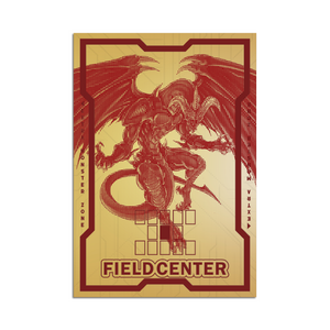 Level up your game with our custom-printed metal field centers from LDB Duel, featuring exclusive Red Dragon Archfiend artwork in gold metal. Durable, scratch-resistant, and embossed with the iconic Yu-Gi-Oh! card back, these slim field centers fit perfectly in card sleeves. Scarlight-Red-Dragon-yugioh-mtg-pokemon-metal-card-embossed-design-custom-artwork-duel-accessories-ldb-duel