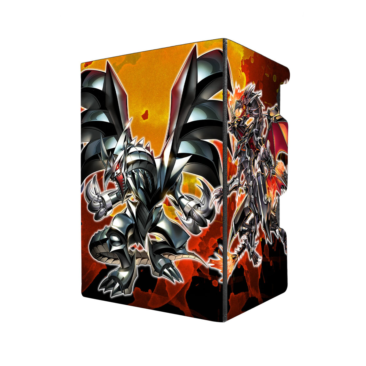 Here's another quality black deck box from LDB Duel featuring our exclusive Red-Eyes Black Metal Dragon art. Fits all types of trading card games, including Pokémon, Yu-Gi-Oh! and Magic The Gathering. The perfect card holder for the TCG player safely holds up to 100 double-sleeved cards. EVEN in extra thick sleeves. Comes with a pull-out dice tray. Red-Eyes-Dragon-yugioh-tcg-accessories-card-storage-LDB-Duel