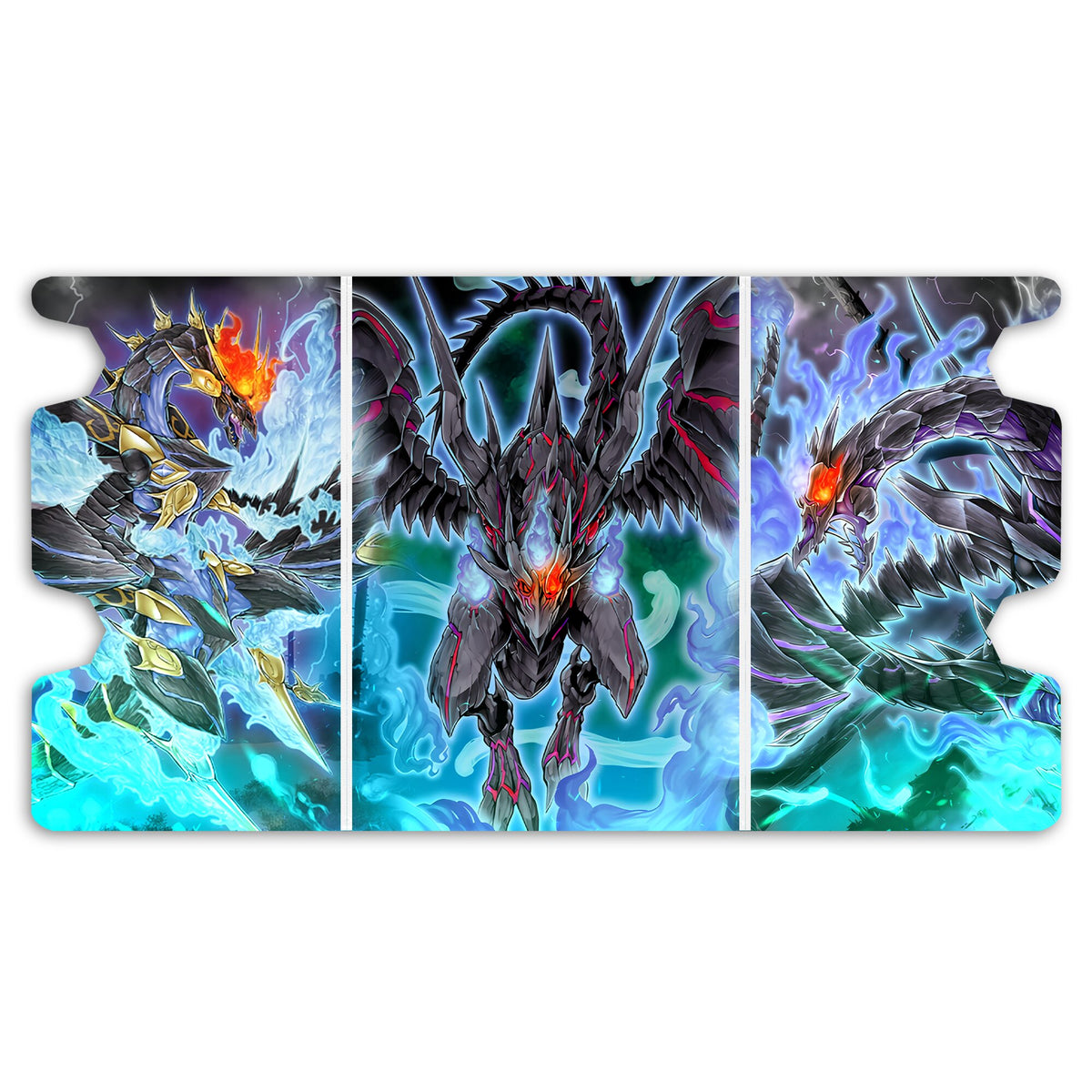 Here is the Full Lid Design of the Red-Eyes Zombie Dragon Mach 3 White Deck Box. Necro-Dragon-yugioh-custom-deck-portable-collector-LDB-Duel