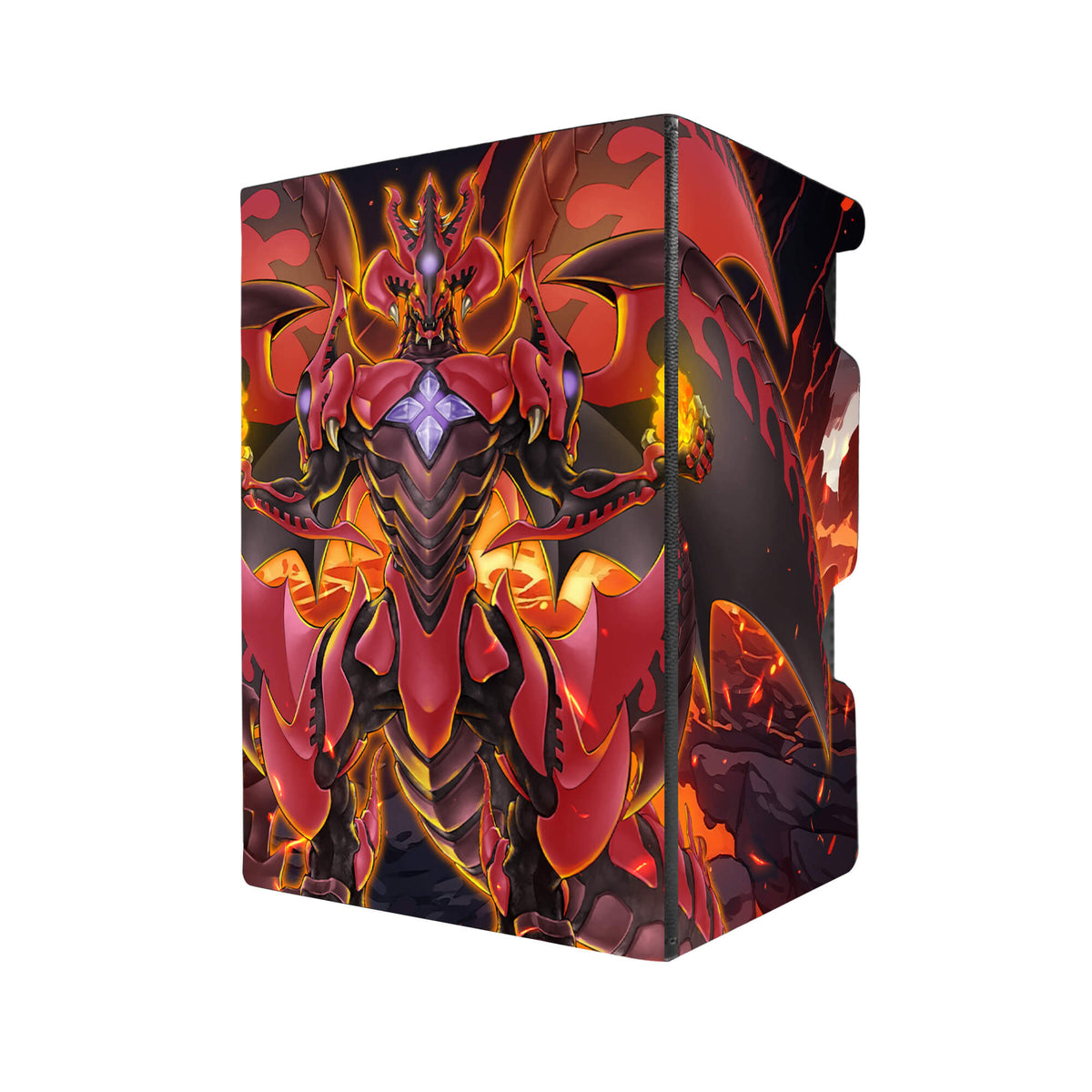 Here's another quality black deck box from LDB Duel featuring our exclusive Red Supernova Dragon art. Fits all types of trading card games, including Pokémon, Yu-Gi-Oh! and Magic The Gathering. The perfect card holder for the TCG player safely holds up to 100 double-sleeved cards. EVEN in extra thick sleeves. Comes with a pull-out dice tray. Red-Dragon-yugioh-tcg-accessories-card-storage-LDB-Duel
