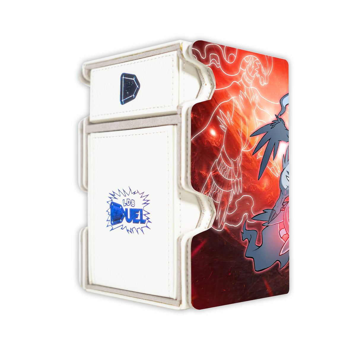 Here is the Right View of the Reshiram and Zekrom Mach 3 White Deck Box. Charge-Beam-yugioh-deck-tray-dice-tray-LDB-Duel