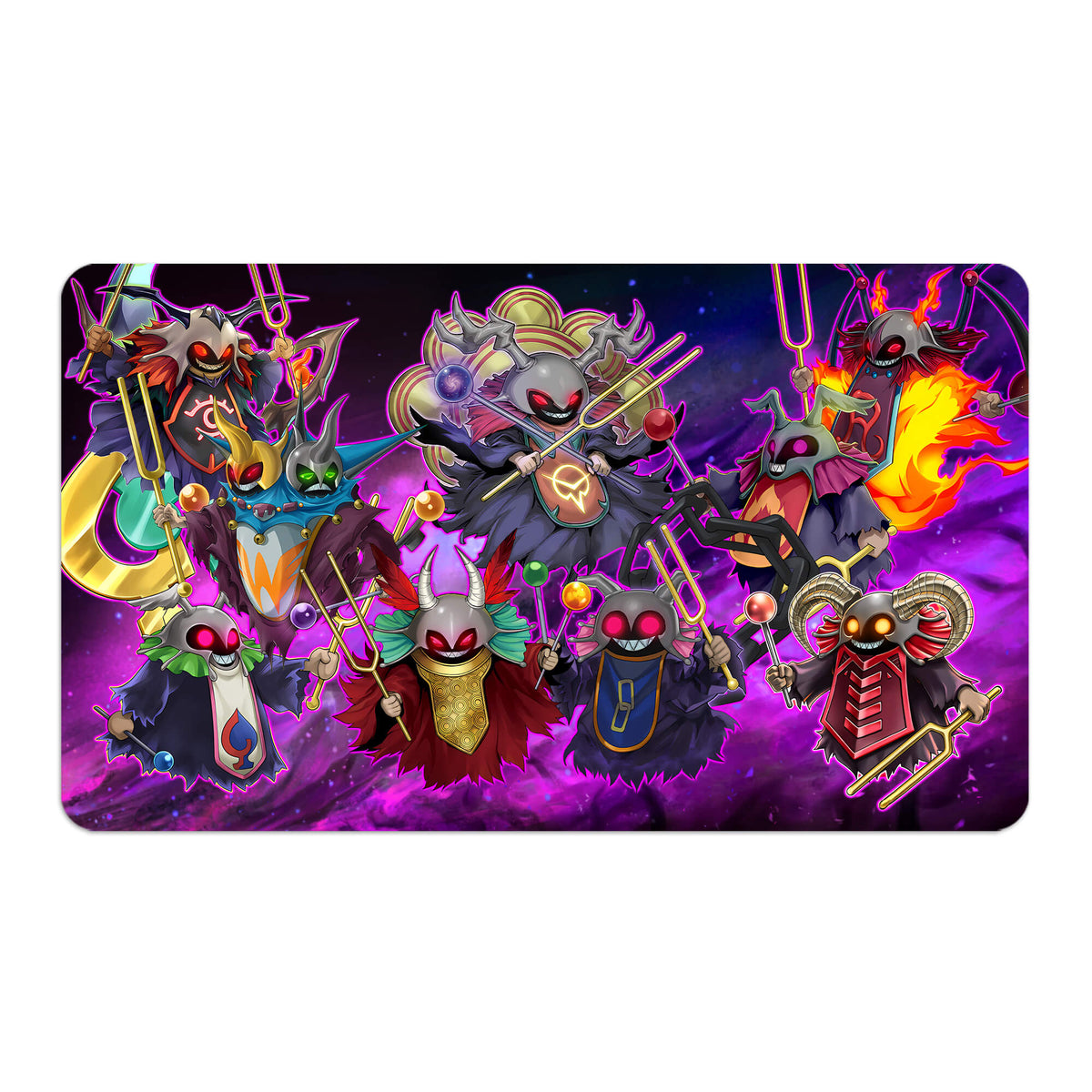 Transform your dueling experience with LDB Duel featuring our exclusive art Resonator Archetype playmat! Featuring a soft cloth top for smooth card movement and a durable rubber back for a secure grip, this 24x14 inch mat is machine washable and safe for cards and sleeves. Resonator-yugioh-custom-artwork-premium-durable-rubber-ldb-duel