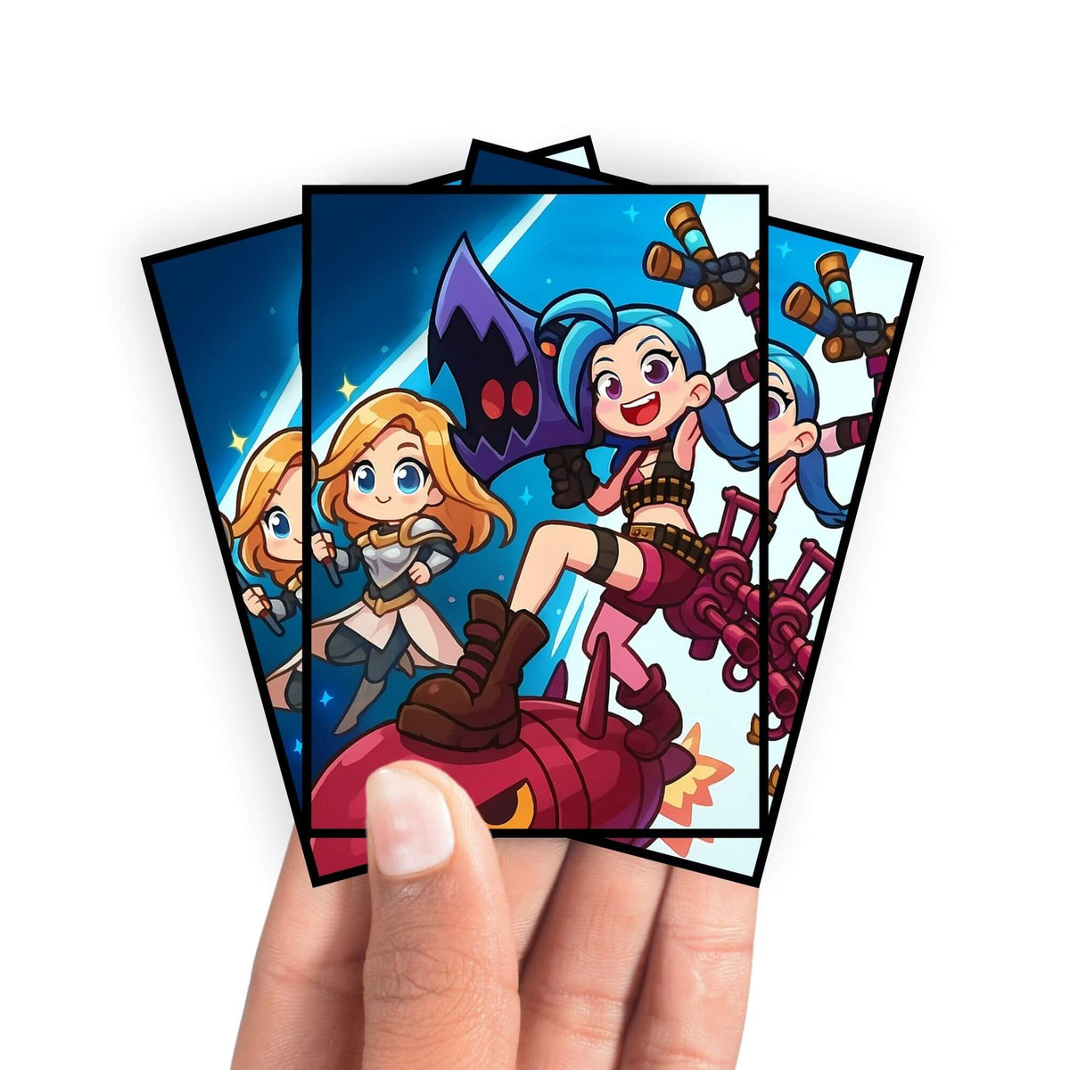 Enhance your cards with our elegant black border card sleeves, featuring a sleek, sophisticated design for a bold, modern aesthetic. From LDB Duel. Perfect for showcasing your collection, these sleeves are printed with our exclusive Riftbound | League of Legends design. Illumination-anime-yugioh-mtg-pokemon-card-protection-standard-japanese-dragon-shield-LDB-Duel-black