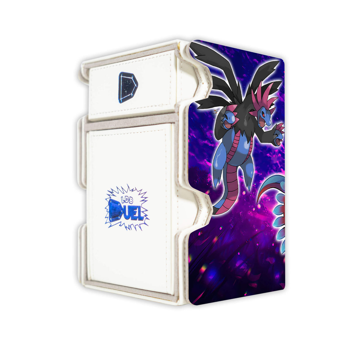 Here is the Right View of the Roaring Moon Dragons Mach 3 White Deck Box. Salamence-pokemon-deck-tray-dice-tray-LDB-Duel