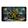 Transform your dueling experience with LDB Duel featuring our exclusive art Rooftop Vigilante playmat! Featuring a soft cloth top for smooth card movement and a durable rubber back for a secure grip, this 24x14 inch mat is machine washable and safe for cards and sleeves. Ninja-Turtles-mtg-yugioh-pokemon-custom-artwork-premium-durable-rubber-ldb-duel