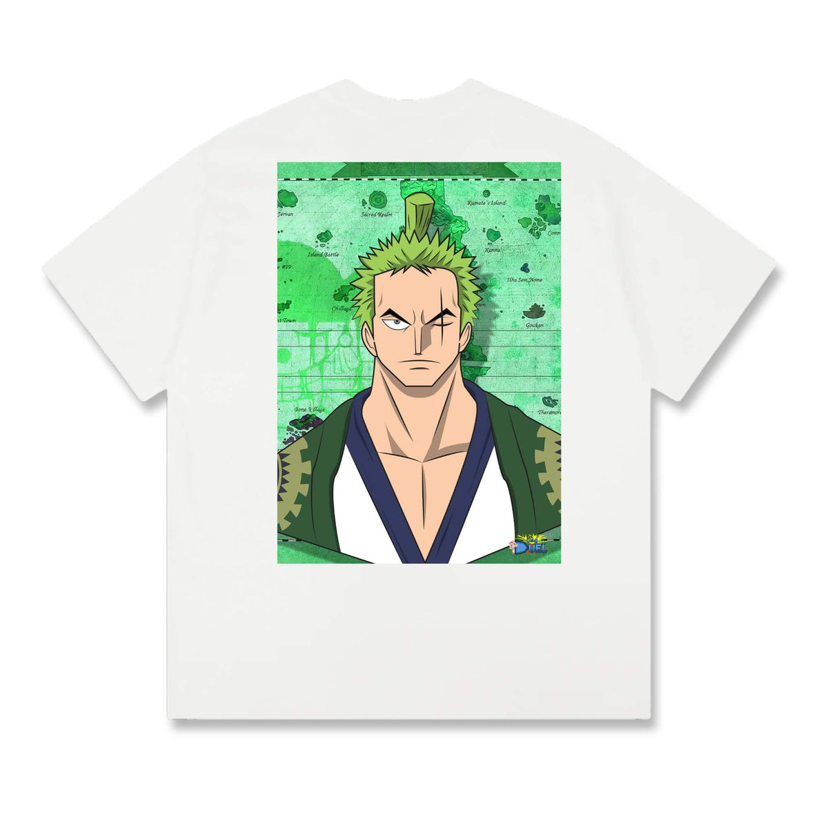 Level up your look with the premium Roronoa Zoro T-shirt design from LDB Duel. Crafted from soft, breathable cotton and finished with vibrant DTF printing, this white t-shirt is designed for comfort that lasts. Featuring a bold back design, it’s perfect for anime fans, TCG players, and gamers who want to stand out, whether at events, tournaments, or just relaxing with friends. Strawhat-pirates-anime-ygo-magic-tshirt-gaming-accesories-LDB-Duel
