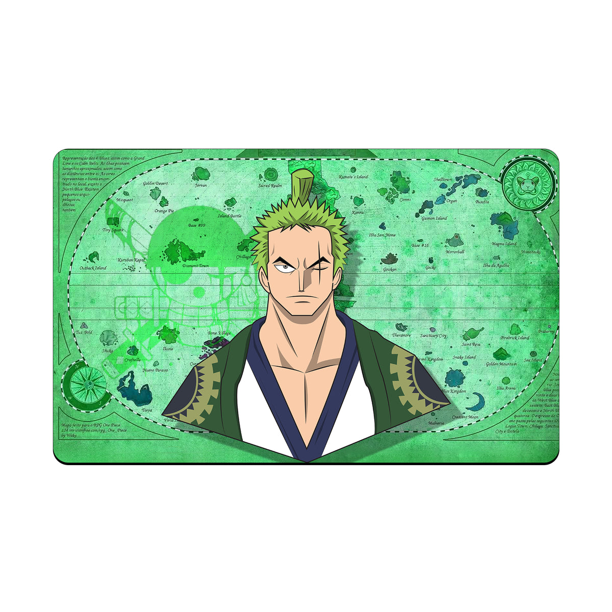 Transform your dueling experience with our exclusive art Roronoa Zoro playmat from LDB Duel! Featuring a soft cloth top for smooth card movement and a durable rubber back for a secure grip, this 24x14 inch mat is machine washable and safe for cards and sleeves. Swordsman-yugioh-mtg-pokemon-custom-artwork-premium-durable-rubber-ldb-duel