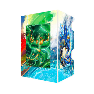 Here's another quality white deck box from LDB Duel featuring our exclusive Ryu-Ge Monsters art. Fits all types of trading card games, including Pokémon, Yu-Gi-Oh! and Magic The Gathering. The perfect card holder for the TCG player safely holds up to 100 double-sleeved cards. EVEN in extra thick sleeves. Comes with a pull-out dice tray. ryu-ge-monsters-ygo-magic-digimon-card_protector-gaming-accesories-LDB-Duel