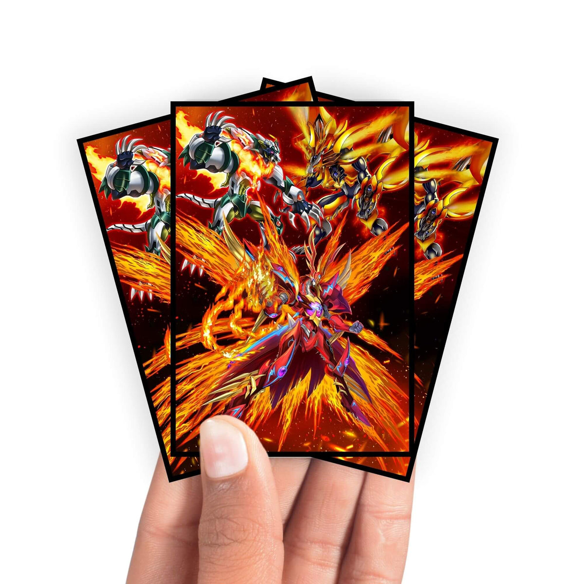 Enhance your cards with our elegant black border card sleeves, featuring a sleek, sophisticated design for a bold, modern aesthetic. From LDB Duel. Perfect for showcasing your collection, these sleeves are printed with our exclusive Salamangreat Raging Phoenix design. Salamangreat-yugioh-card-protection-standard-japanese-dragon-shield-LDB-Duel-black