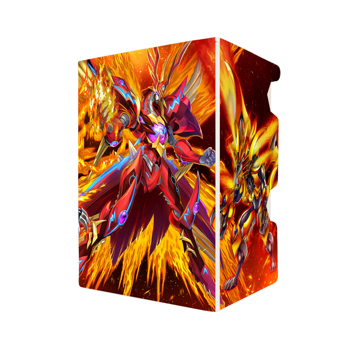 Here's another quality white deck box from LDB Duel featuring our exclusive Salamangreat Raging Phoenix art. Fits all types of trading card games, including Pokémon, Yu-Gi-Oh! and Magic The Gathering. The perfect card holder for the TCG player safely holds up to 100 double-sleeved cards. EVEN in extra thick sleeves. Comes with a pull-out dice tray. Salamangreat-yugioh-tcg-accessories-card-storage-LDB-Duel