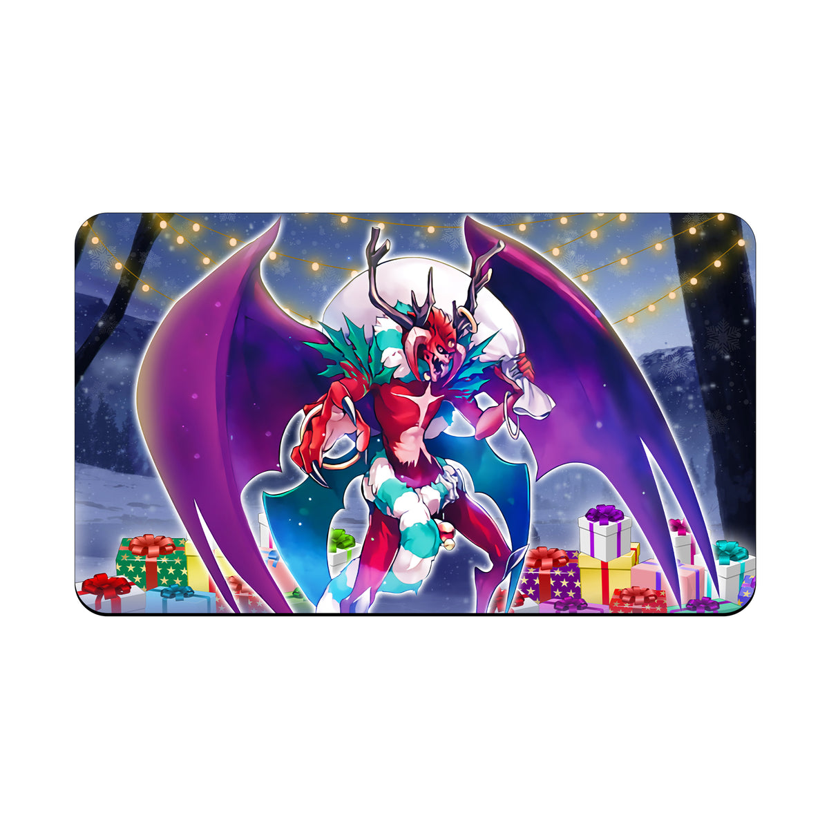 Transform your dueling experience with our exclusive art Santa Claws playmat from LDB Duel! Featuring a soft cloth top for smooth card movement and a durable rubber back for a secure grip, this 24x14 inch mat is machine washable and safe for cards and sleeves. Christmas-Monster-yugioh-mtg-pokemon-custom-artwork-premium-durable-rubber-ldb-duel