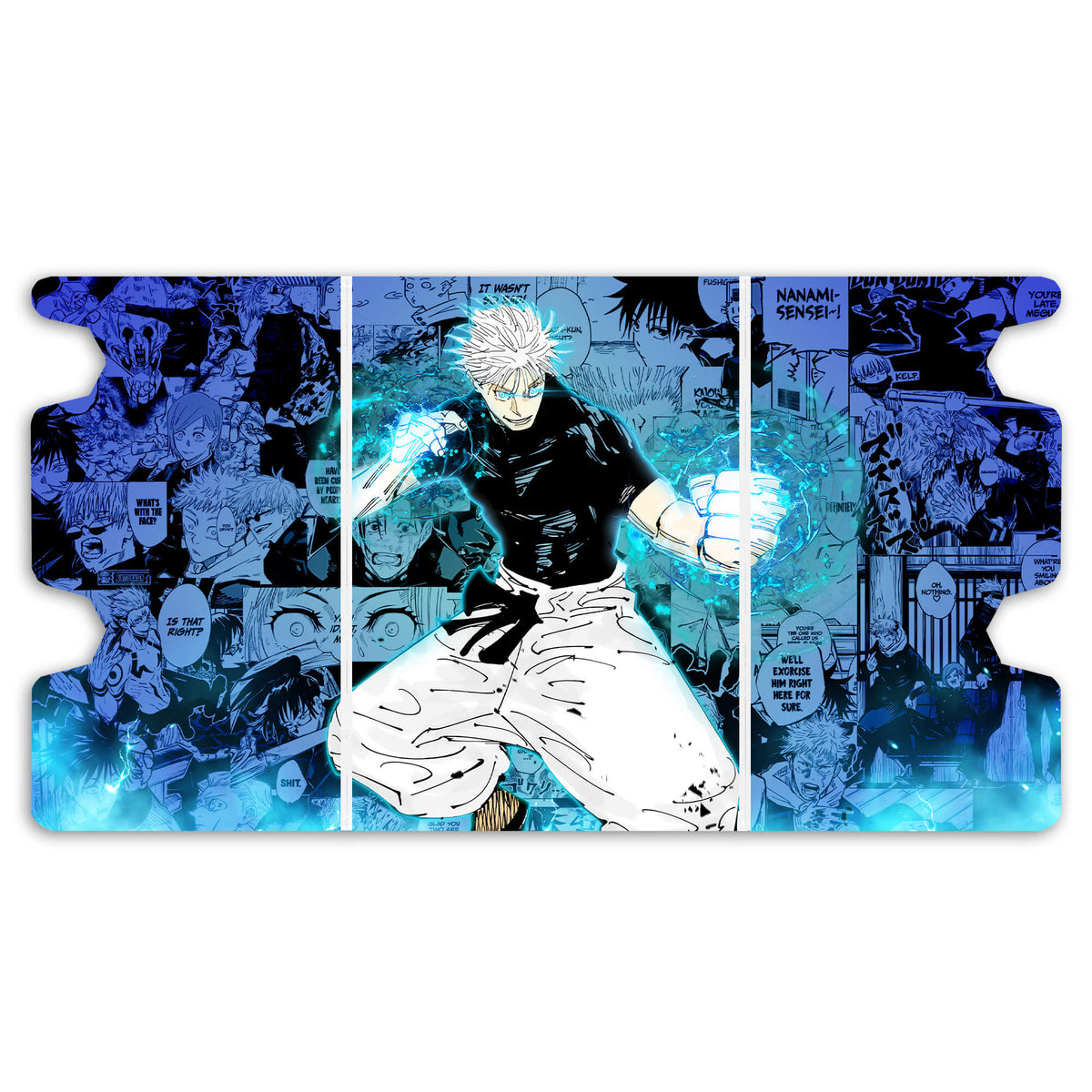 Here is the Full Lid Design of the Satoru Gojo Mach 3 White Deck Box. Limitless-anime-custom-deck-portable-collector-LDB-Duel