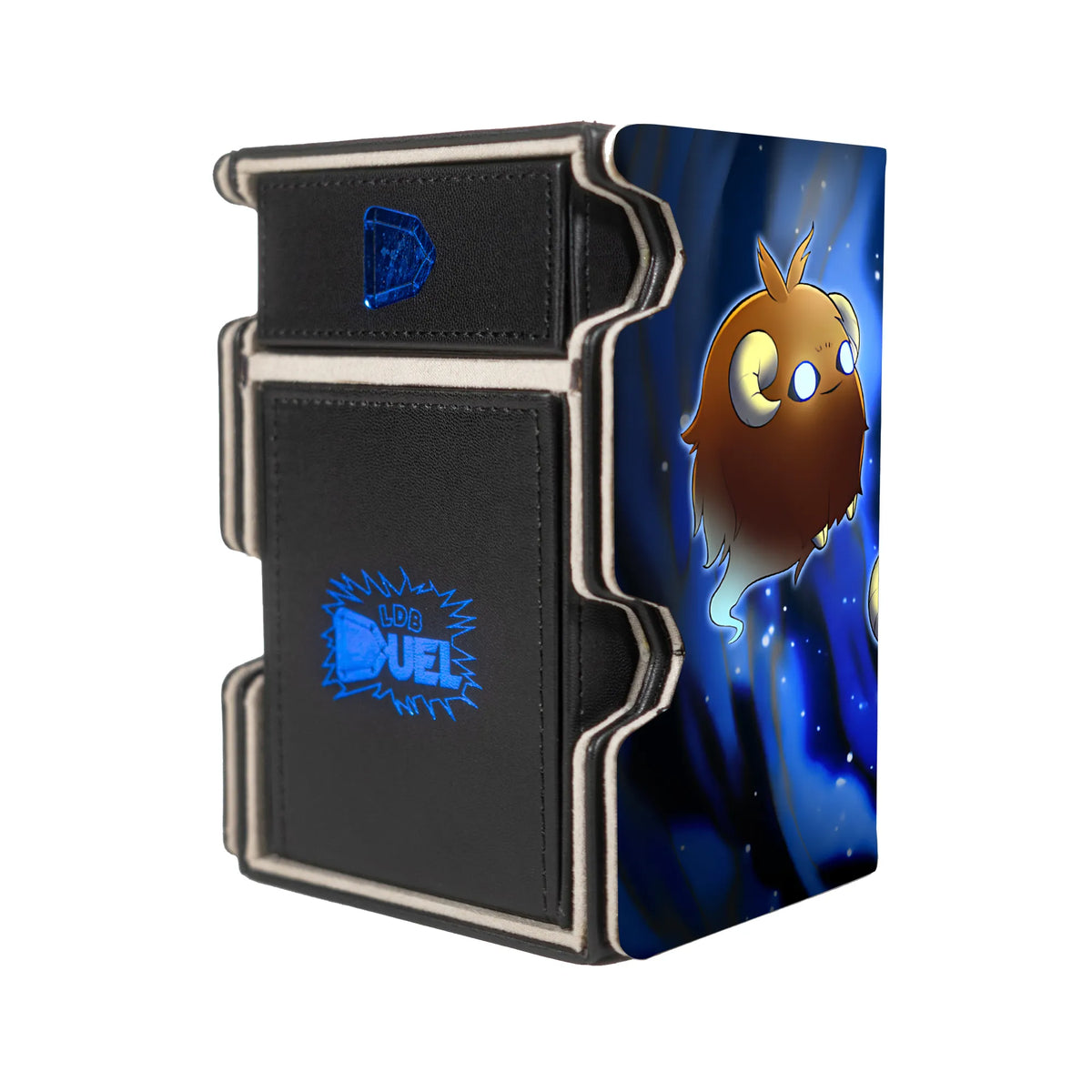 Here is the Right View of the Scapeghost Mach 3 Black Deck Box. Stray-Lambs-yugioh-deck-tray-dice-tray-LDB-Duel