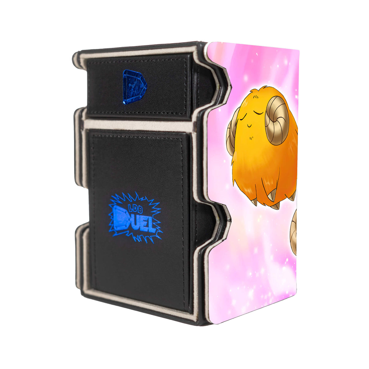 Here is the Right View of the Scapegoat Mach 3 Black Deck Box. Yellow-yugioh-deck-tray-dice-tray-LDB-Duel