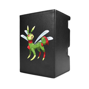 Here's another quality black deck box from LDB Duel featuring our exclusive Scarabeon art. Fits all types of trading card games, including Pokémon, Yu-Gi-Oh! and Magic The Gathering. The perfect card holder for the TCG player safely holds up to 100 double-sleeved cards. EVEN in extra thick sleeves. Comes with a pull-out dice tray. Yanma-pokemon-yugioh-mtg-tcg-accessories-card-storage-LDB-Duel