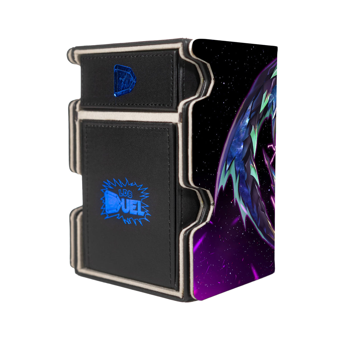 Here is the Right View of the Scareclaw Mach 3 Black Deck Box. Kashtira-yugioh-deck-tray-dice-tray-LDB-Duel