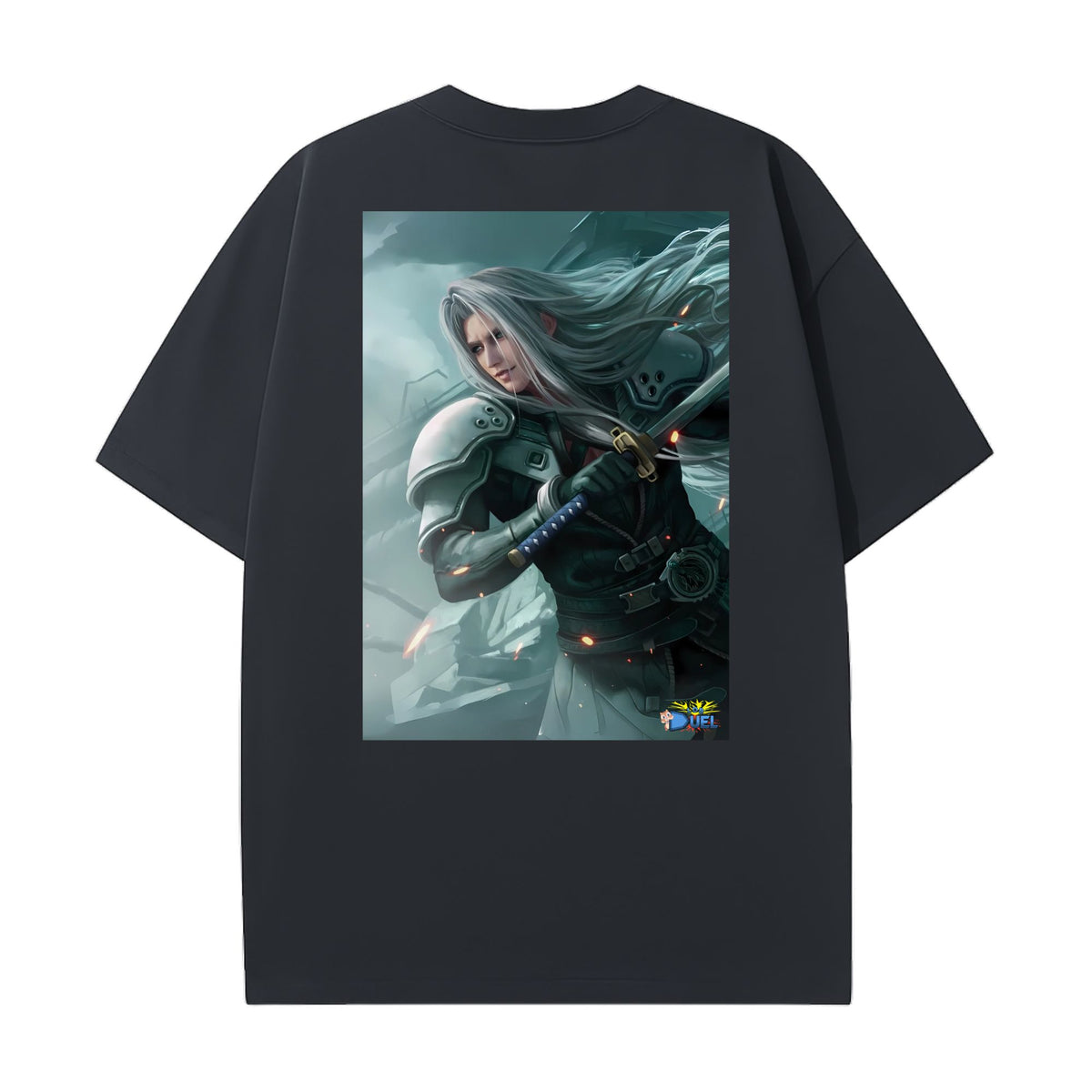 Level up your look with the premium Sephiroth, Planet's Heir T-shirt design from LDB Duel. Crafted from soft, breathable cotton and finished with vibrant DTF printing, this black t-shirt is designed for comfort that lasts. Featuring a bold back design, it’s perfect for anime fans, TCG players, and gamers who want to stand out, whether at events, tournaments, or just relaxing with friends.  Soldier-anime-ygo-magic-tshirt-gaming-accesories-LDB-Duel