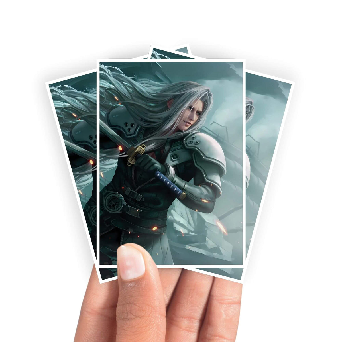 Protect and enhance your cards with our clean and crisp white border card sleeves. Featuring a minimalist design that complements any artwork, these sleeves offer a bright, timeless look. From LDB Duel. Printed with our exclusive Sephiroth, Planet's Heir design for a fresh and premium finish. Masamune-mtg-yugioh-pokemon-card-protection-standard-japanese-dragon-shield-LDB-Duel-white