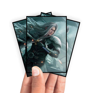 Enhance your cards with our elegant black border card sleeves, featuring a sleek, sophisticated design for a bold, modern aesthetic. From LDB Duel. Perfect for showcasing your collection, these sleeves are printed with our exclusive Sephiroth, Planet's Heir design. Omnislash-mtg-yugioh-pokemon-card-protection-standard-japanese-dragon-shield-LDB-Duel-black