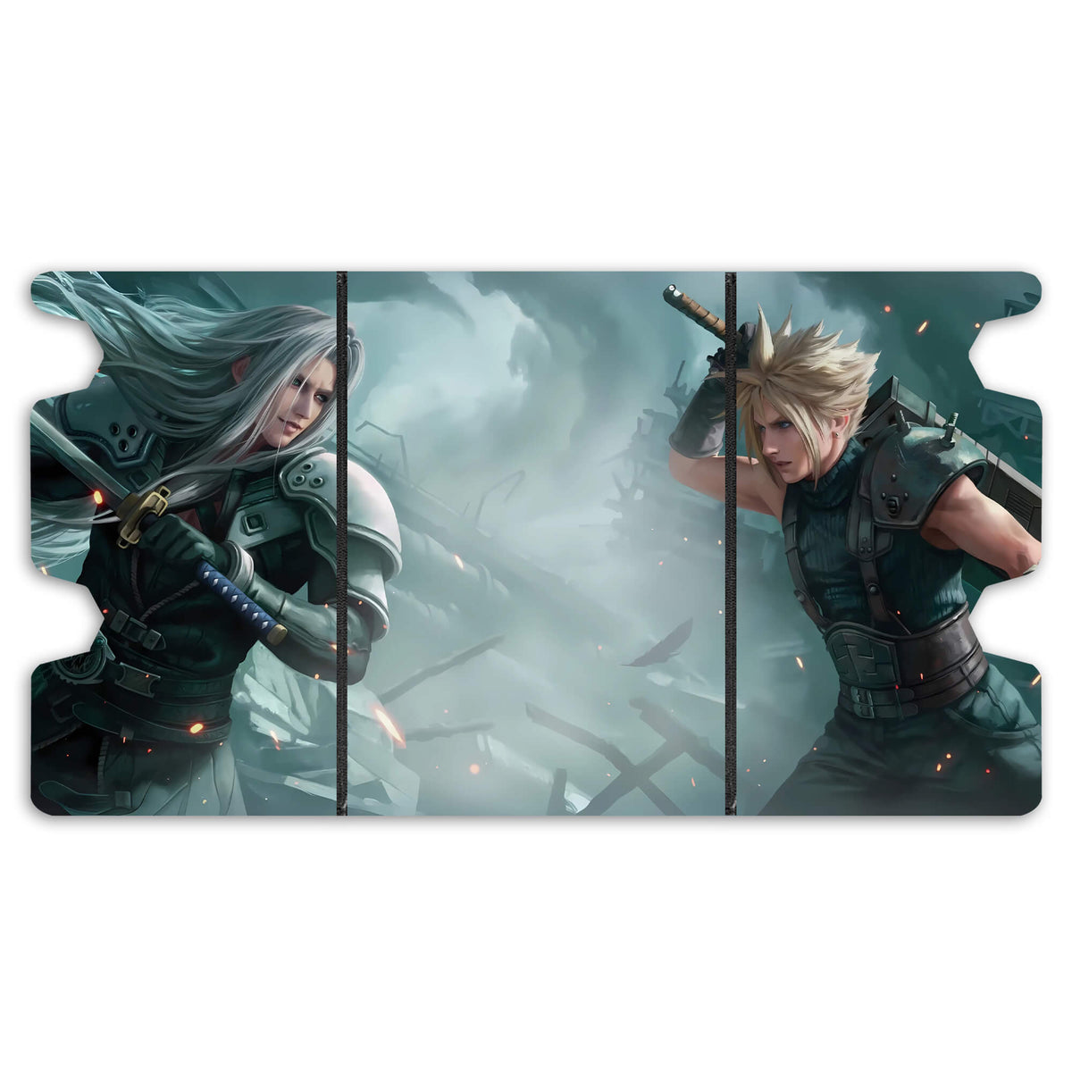Here is the Full Lid Design of the Sephiroth VS Cloud Strife Mach 3 Black Deck Box. Omnislash-mtg-custom-art-leather-durable-LDB-Duel