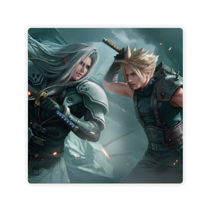 Upgrade your dueling game with LDB Duel featuring our exclusive Sephiroth VS Cloud Strife double matt! Designed with a premium cloth surface for effortless card handling and a sturdy rubber base for maximum stability, this 24x24-inch mat offers both style and practicality. It's card and sleeve-friendly, plus machine washable for easy upkeep! Broadswords-mtg-yugioh-pokemon-custom-artwork-premium-durable-rubber-ldb-duel