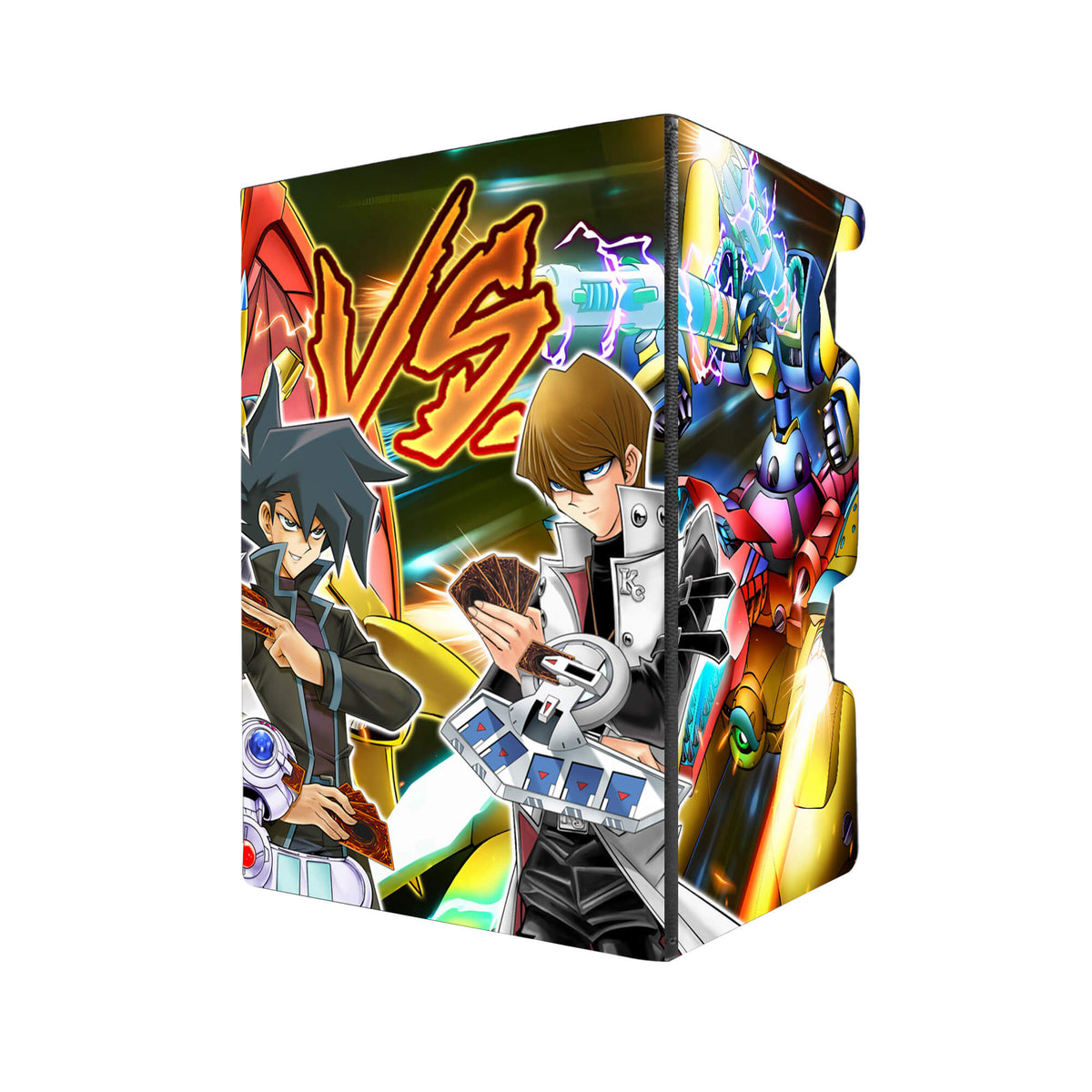 Here's another quality black deck box from LDB Duel featuring our exclusive Seto Kaiba VS Chazz Princeton art. Fits all types of trading card games, including Pokémon, Yu-Gi-Oh! and Magic The Gathering. The perfect card holder for the TCG player safely holds up to 100 double-sleeved cards. EVEN in extra thick sleeves. Comes with a pull-out dice tray. Buster-Drake-yugioh-tcg-accessories-card-storage-LDB-Duel