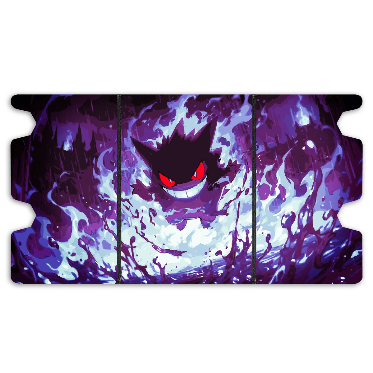 Here is the Full Lid Design of the Shadow Gengar Mach 3 Black Deck Box.  Ghost-Type-pokemon-custom-art-leather-durable-LDB-Duel