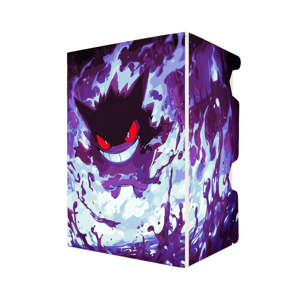 Here's another quality white deck box from LDB Duel featuring our exclusive Shadow Gengar art. Fits all types of trading card games, including Pokémon, Yu-Gi-Oh! and Magic The Gathering. The perfect card holder for the TCG player safely holds up to 100 double-sleeved cards. EVEN in extra thick sleeves. Comes with a pull-out dice tray. Gengar-pokemon-ygo-magic-digimon-card-protector-gaming-accesories-LDB-Duel
