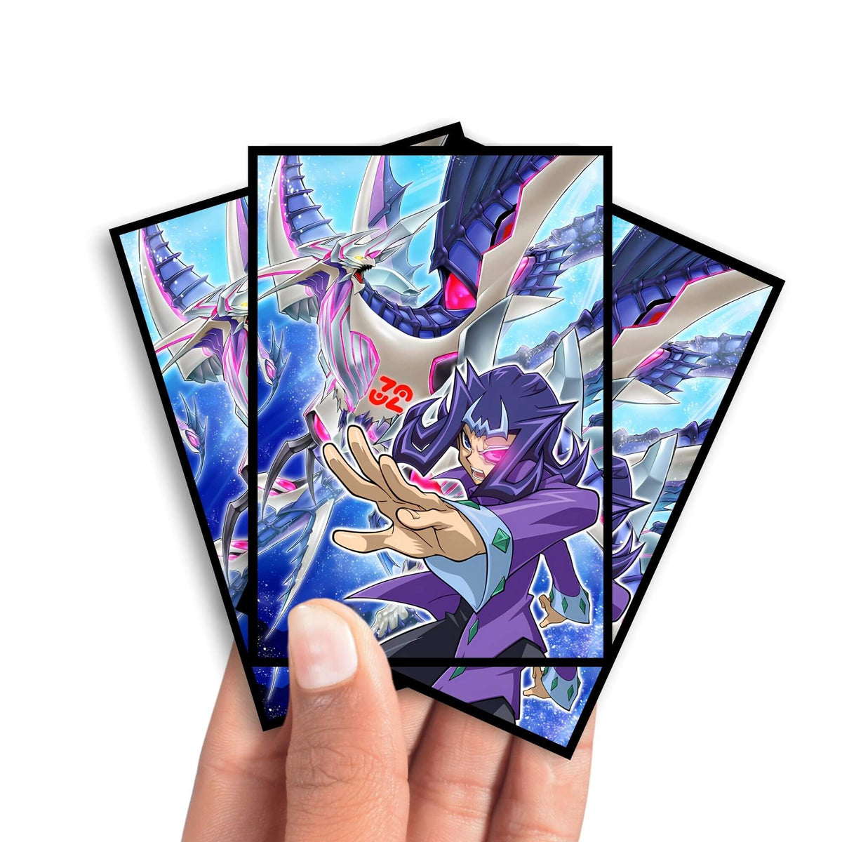 Enhance your cards with our elegant black border card sleeves, featuring a sleek, sophisticated design for a bold, modern aesthetic. From LDB Duel. Perfect for showcasing your collection, these sleeves are printed with our exclusive Shark Drake LeVeiss design. Number-C-yugioh-mtg-pokemon-card-protection-standard-japanese-dragon-shield-LDB-Duel-black