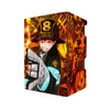 Here's another quality black deck box from LDB Duel featuring our exclusive Shinra Kusakabe art. Fits all types of trading card games, including Pokémon, Yu-Gi-Oh! and Magic The Gathering. The perfect card holder for the TCG player safely holds up to 100 double-sleeved cards. EVEN in extra thick sleeves. Comes with a pull-out dice tray. Fire-Force-anime-tcg-accessories-card-storage-LDB-Duel