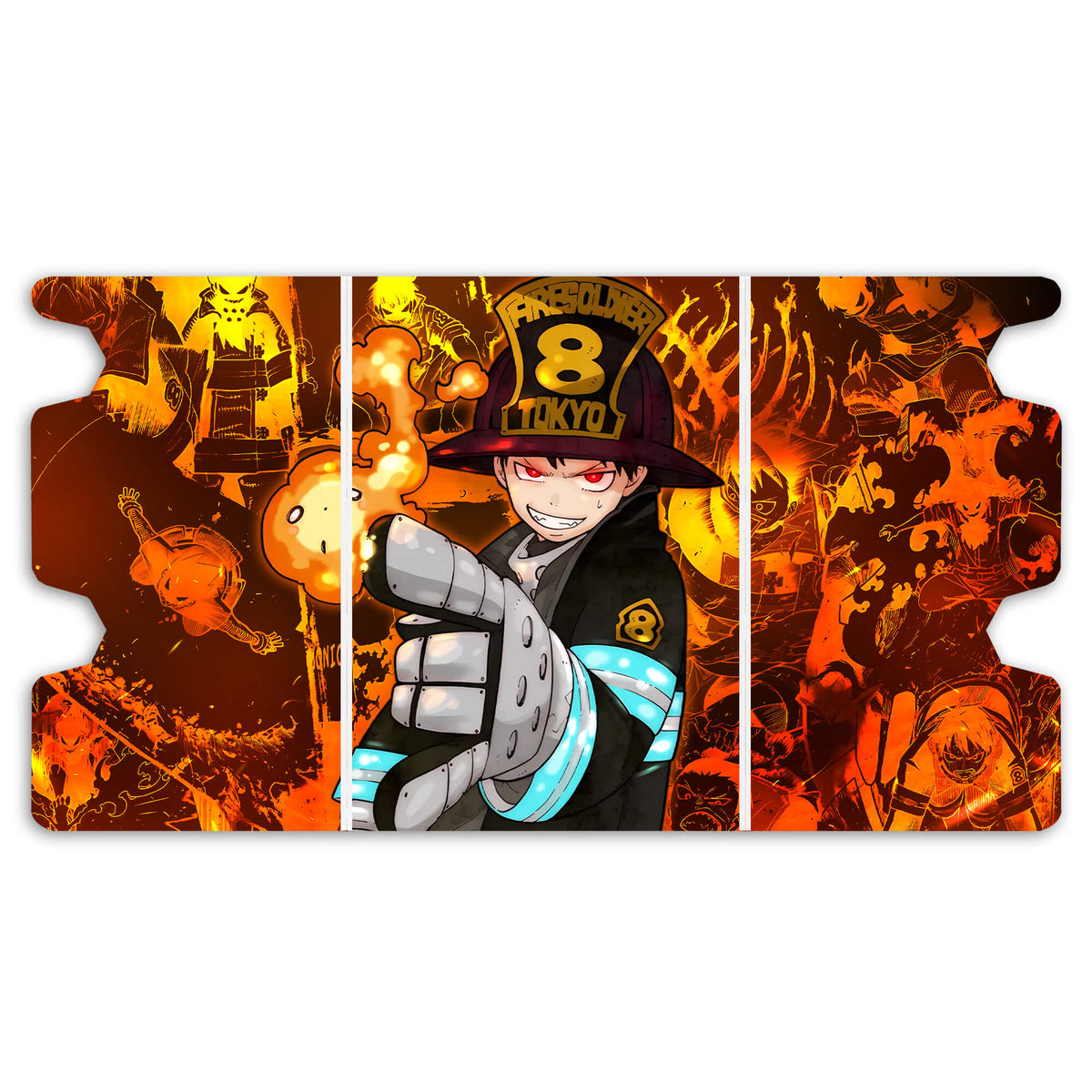 Here is the Full Lid Design of the Shinra Kusakabe Mach 3 White Deck Box. Fire-Force-anime-custom-deck-portable-collector-LDB-Duel