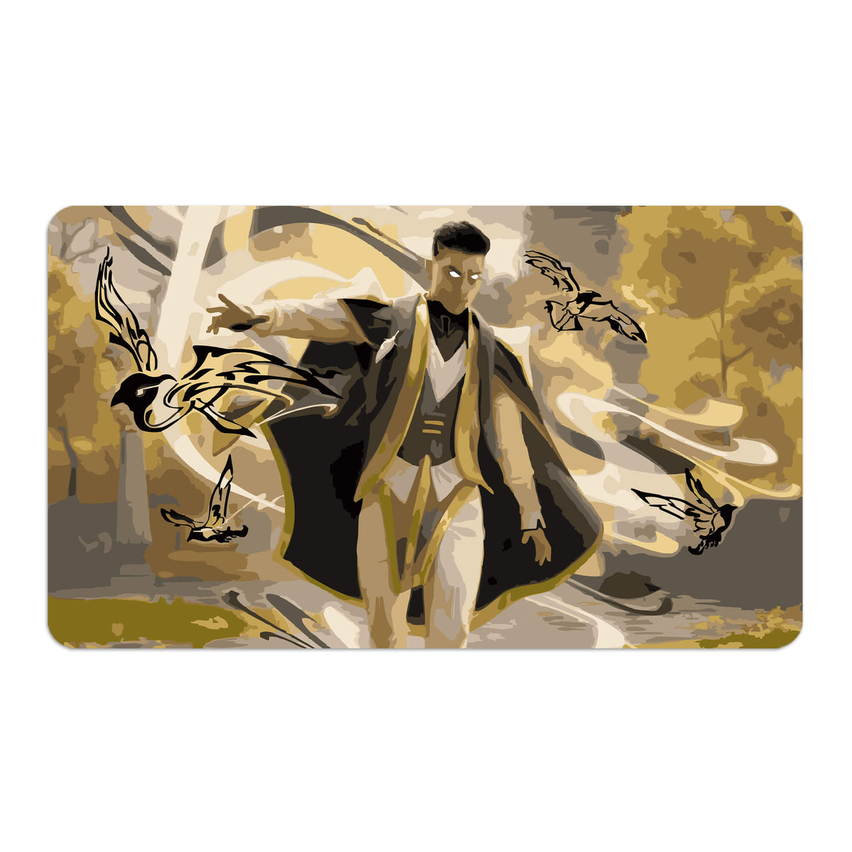 Transform your dueling experience with LDB Duel featuring our exclusive art Silverquill Influence playmat! Featuring a soft cloth top for smooth card movement and a durable rubber back for a secure grip, this 24x14 inch mat is machine washable and safe for cards and sleeves. Killian-mtg-custom-artwork-premium-durable-rubber-ldb-duel