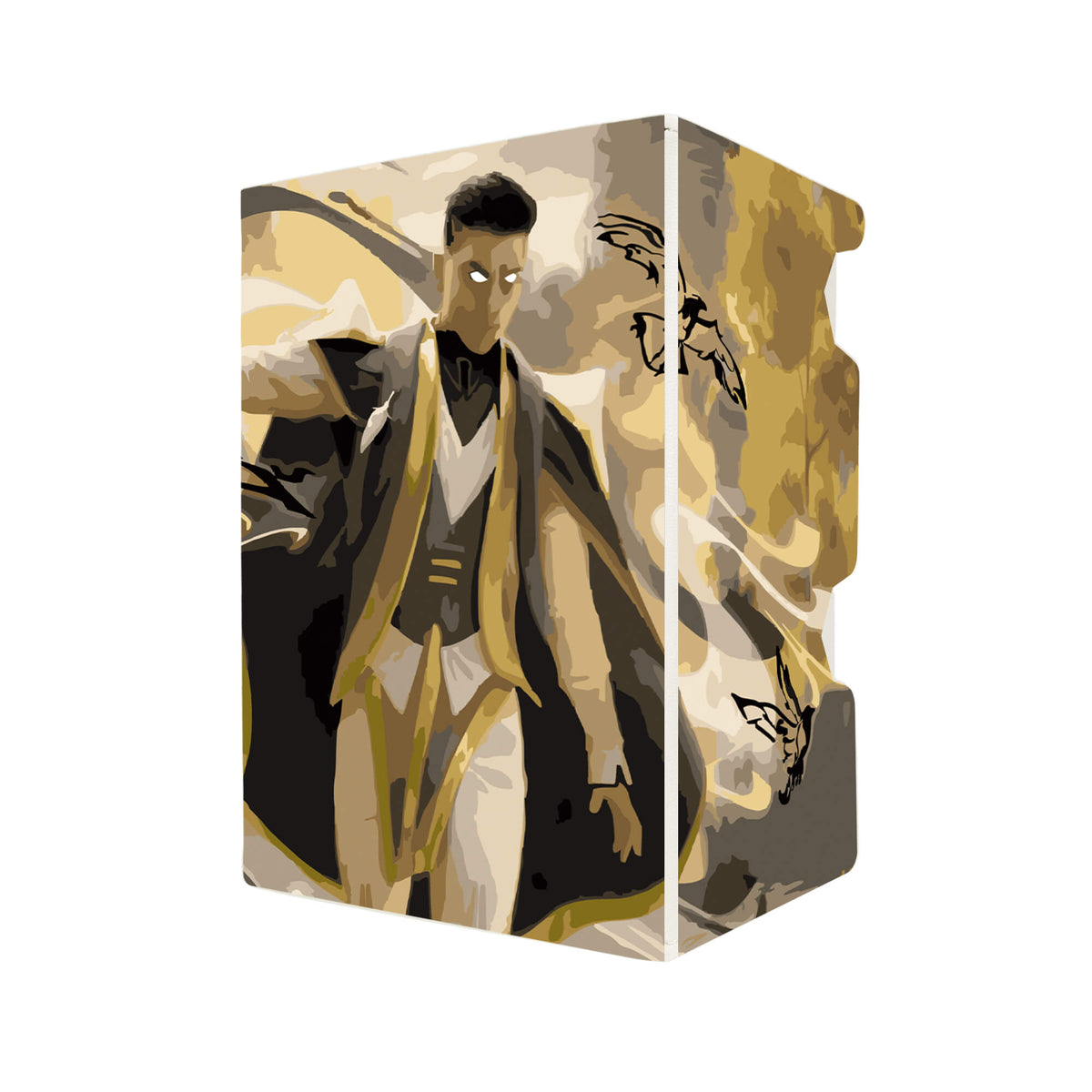 Here's another quality white deck box from LDB Duel featuring our exclusive Silverquill Influence art. Fits all types of trading card games, including Pokémon, Yu-Gi-Oh! and Magic The Gathering. The perfect card holder for the TCG player safely holds up to 100 double-sleeved cards. EVEN in extra thick sleeves. Comes with a pull-out dice tray. Killian-mtg-tcg-accessories-card-storage-LDB-Duel