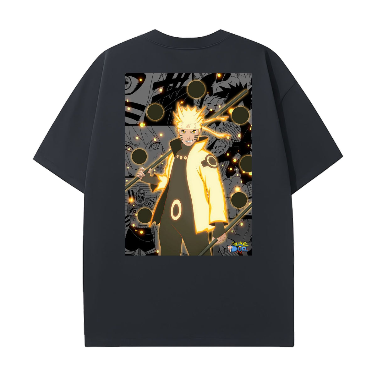 Level up your look with the premium Six Paths Sage Mode T-shirt design from LDB Duel. Crafted from soft, breathable cotton and finished with vibrant DTF printing, this black t-shirt is designed for comfort that lasts. Featuring a bold back design, it’s perfect for anime fans, TCG players, and gamers who want to stand out, whether at events, tournaments, or just relaxing with friends.  Uzumaki-Naruto-anime-ygo-magic-tshirt-gaming-accesories-LDB-Duel