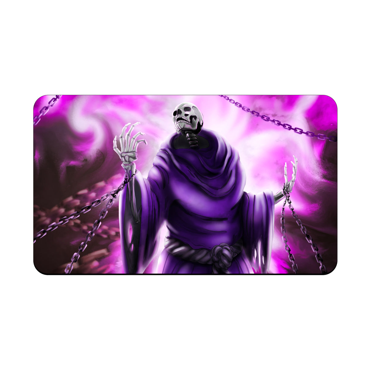 Transform your dueling experience with our exclusive art Skull Prisoner playmat from LDB Duel! Featuring a soft cloth top for smooth card movement and a durable rubber back for a secure grip, this 24x14 inch mat is machine washable and safe for cards and sleeves. Wightmare-yugioh-mtg-pokemon-custom-artwork-premium-durable-rubber-ldb-duel
