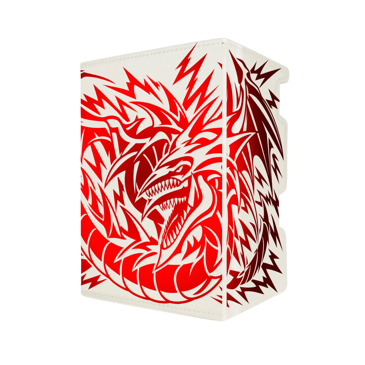 Here's another quality white deck box from LDB Duel featuring our exclusive Sky Dragon of Osiris art. Fits all types of trading card games, including Pokémon, Yu-Gi-Oh! and Magic The Gathering. The perfect card holder for the TCG player safely holds up to 100 double-sleeved cards. EVEN in extra thick sleeves. Comes with a pull-out dice tray. Egyptian-God-yugioh-tcg-accessories-card-storage-LDB-Duel