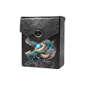 Enhance your TCG storage with the Sky God Dragon Mach 2 Black deck box, available in options for 60 or 80 single-card sleeves. Sold by LDB Duel. Crafted from durable faux leather, it includes a built-in belt loop, a strong magnetic snap, and showcases our exclusive Sky God Dragon design—ideal for TCG enthusiasts on the move! Slifer-Red-yugioh-mtg-pokemon-tcg-accessories-card-storage-LDB-Duel-black